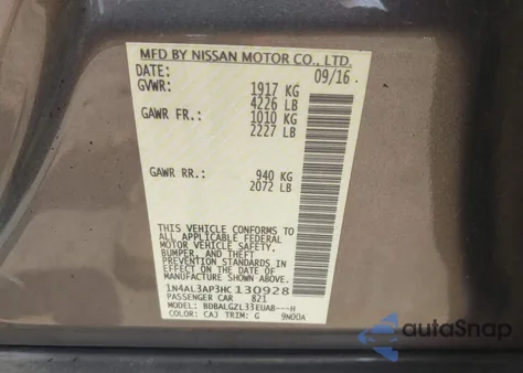 2017 Nissan Altima 2.5 S from USA, damaged, VIN 1N4AL3AP3HC130928